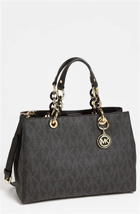 michael kors cynthia medium satchel black logo|Cynthia Logo Medium Satchel .